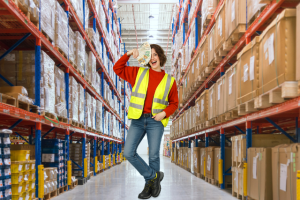 une jeune fille dans un entrepôt logistique abn recrutement