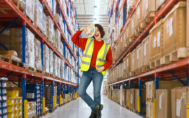 une jeune fille dans un entrepôt logistique abn recrutement